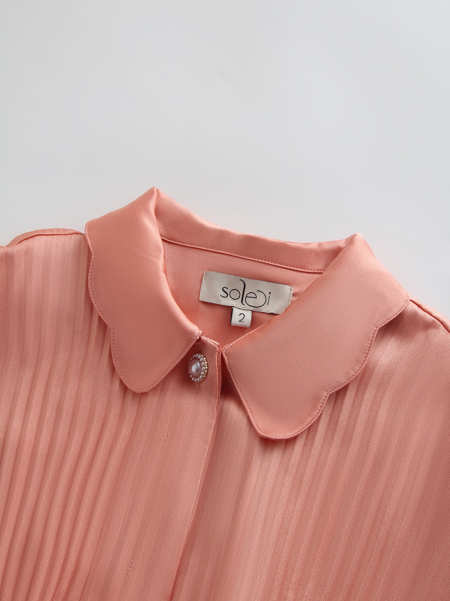 Micro Pleat Dress-Peach