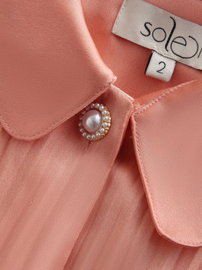 Micro Pleat Dress-Peach