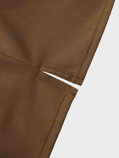 Side Loop Straight Maxi Skirt-Brown