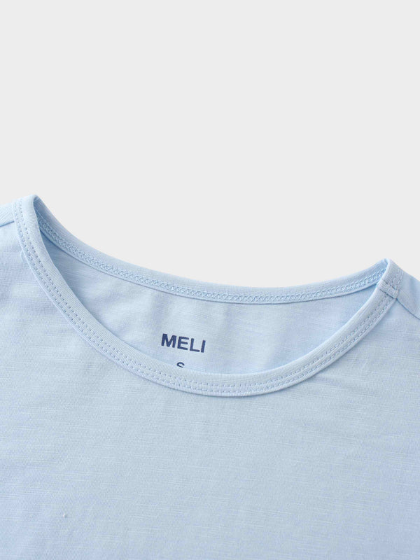 Crew Bomber Tee-Light Blue