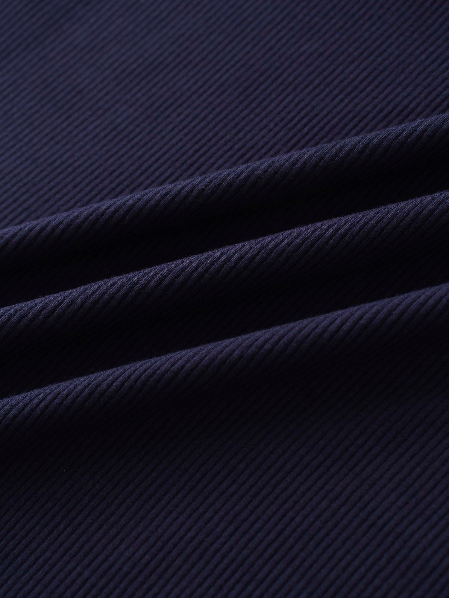 Rounded Hem Ribbed T-Shirt-Navy