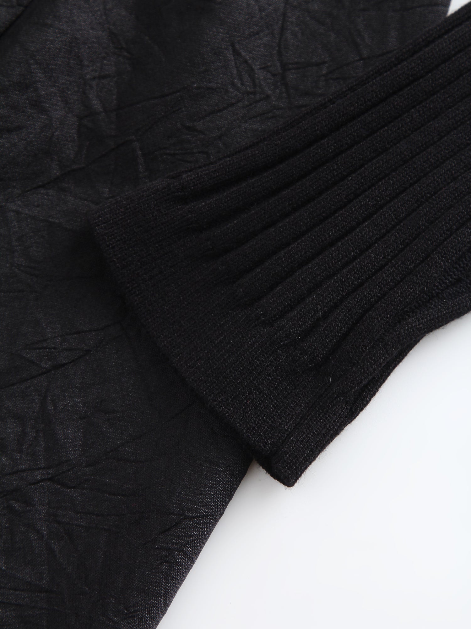 Crew Knit Satin Dress-Black