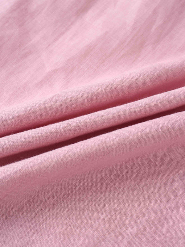Gathered Waist Linen Skirt-Blush