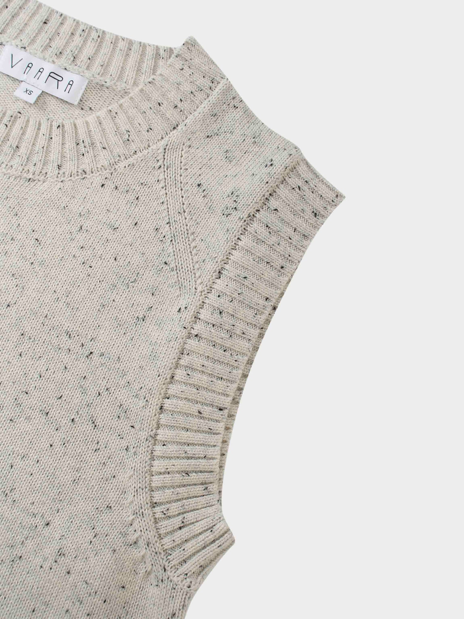 Speckled Crew Neck Vest-Ivory