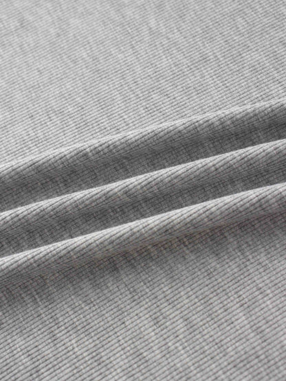 Rounded Hem Ribbed T-Shirt-Grey