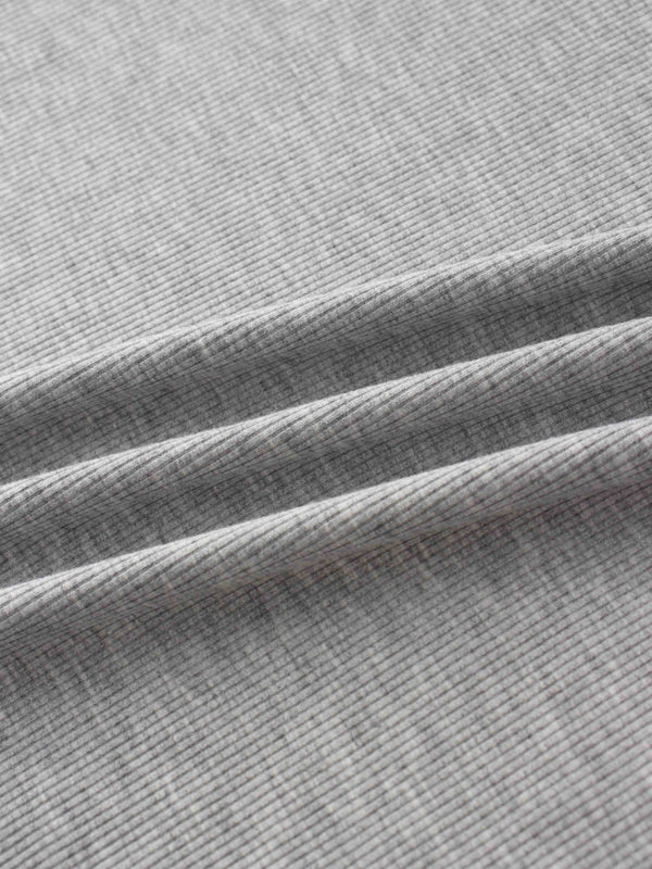 Rounded Hem Ribbed T-Shirt-Grey