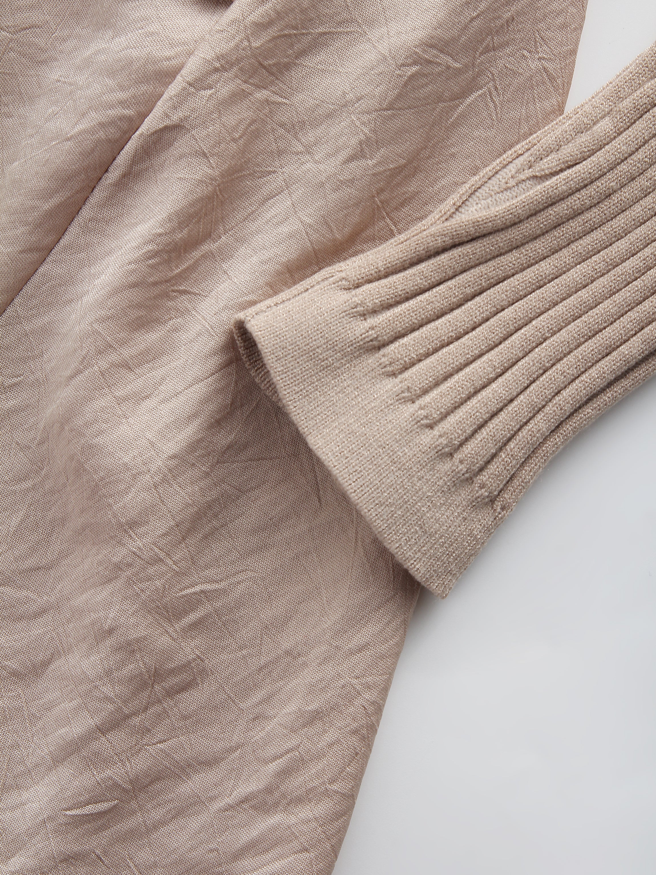 Crew Knit Satin Dress-Sand