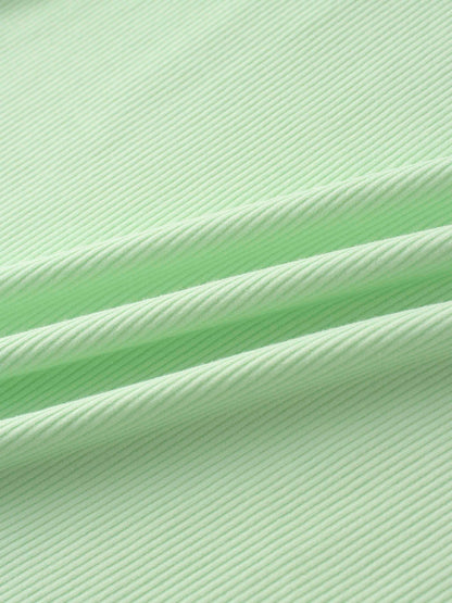 Rounded Hem Ribbed T-Shirt-Mint Green