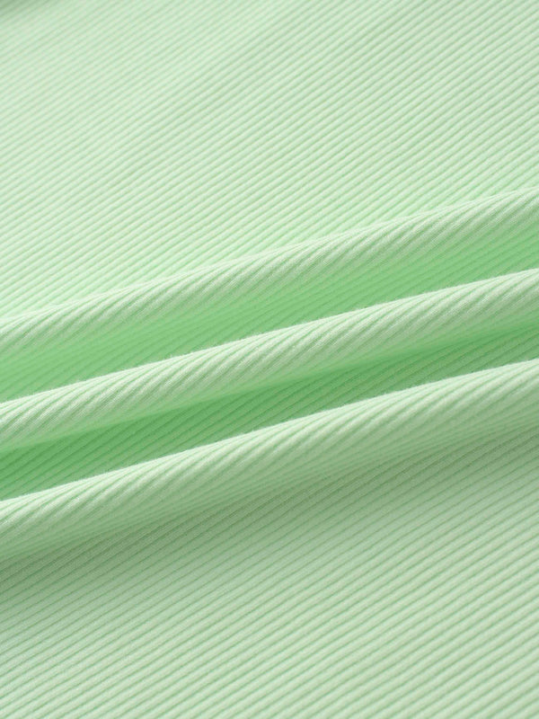 Rounded Hem Ribbed T-Shirt-Mint Green