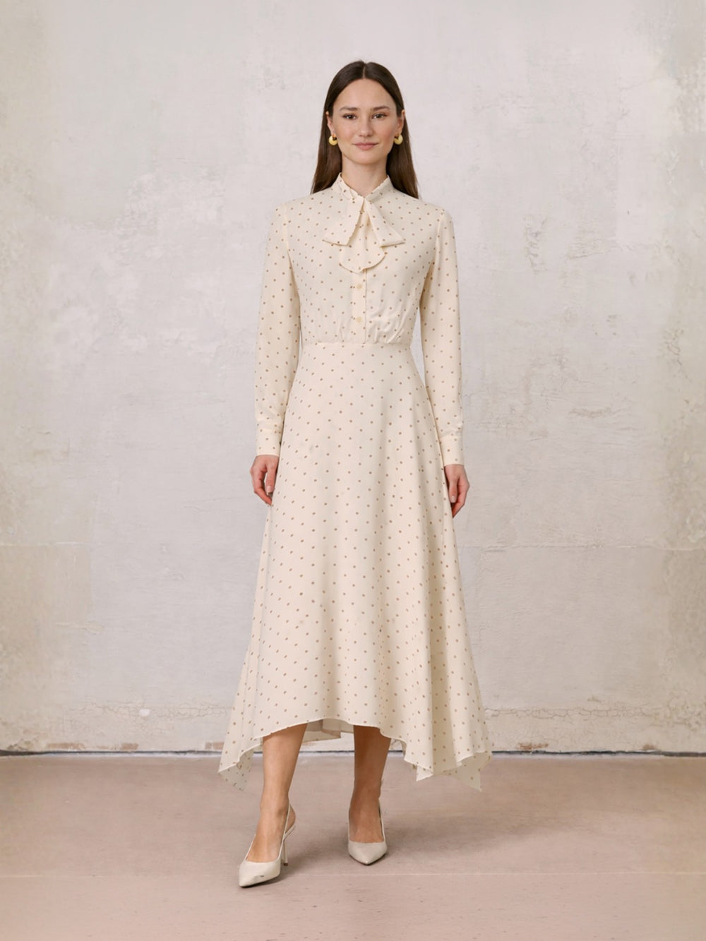 Katie Dress-Cream Polka Dot