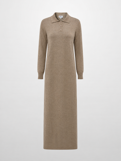 Knit Maxi Polo Dress - Camel