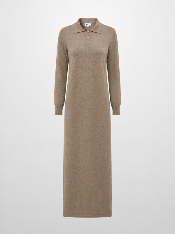 Knit Maxi Polo Dress - Camel
