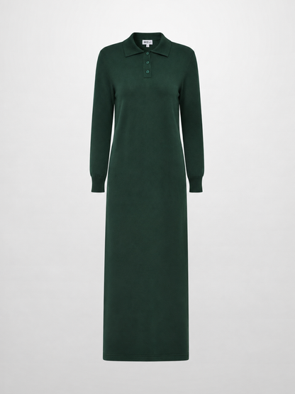 Knit Maxi Polo Dress - Green