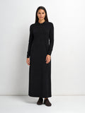 Knit Maxi Polo Dress - Black