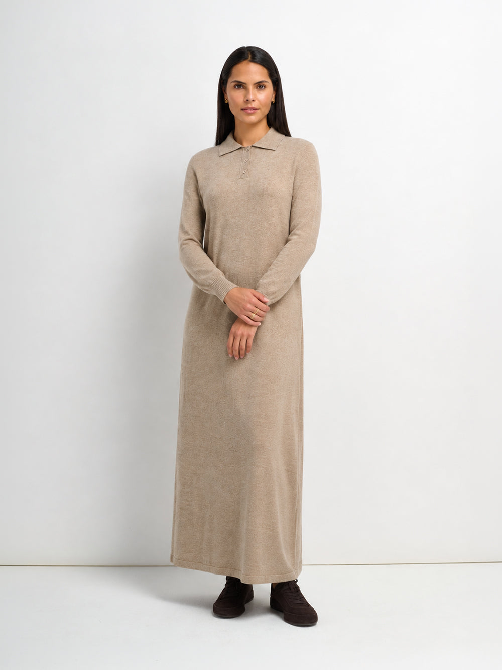 Knit Maxi Polo Dress - Camel
