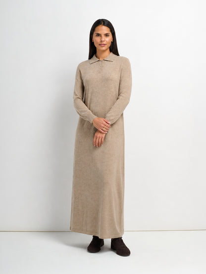Knit Maxi Polo Dress - Camel