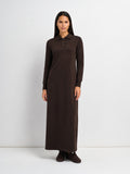 Knit Maxi Polo Dress - Brown