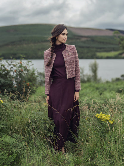 Knit Ribbed Turtleneck-Eggplant