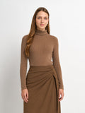 Knit Ribbed Turtleneck-Mocha Mousse