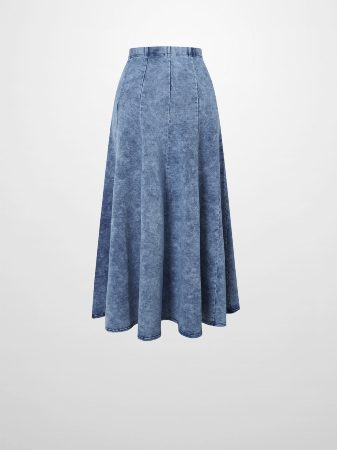 Paneled Flare Skirt 25&quot;-Light Blue Wash