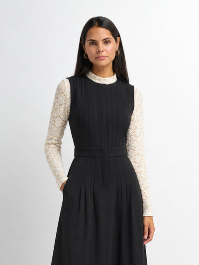 Lace Mock Neck Turtleneck-Bone