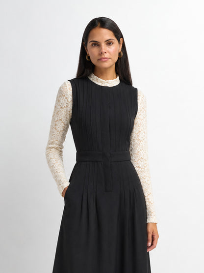Lace Mock Neck Turtleneck-Bone