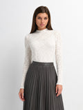 Lace Mock Neck Turtleneck-White