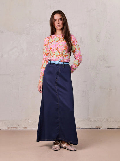 Lightweight A-Line Skirt-Navy