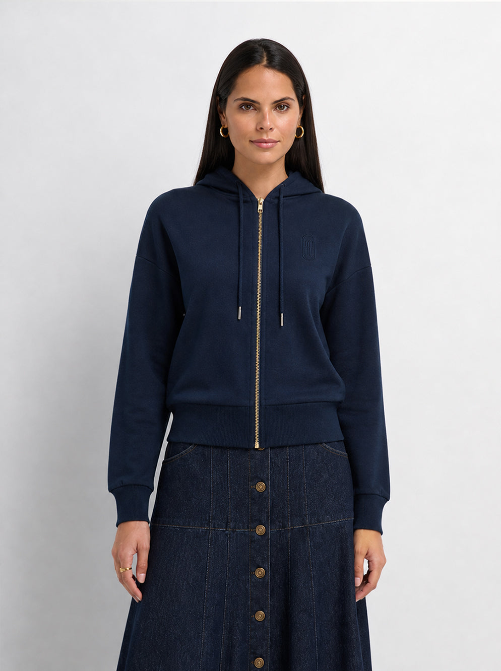 Lightweight Zip Up Hoodie - Navy