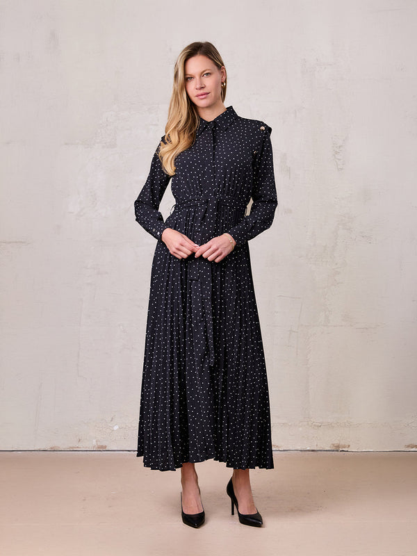 Linda Dress-Black and White Polka Dot