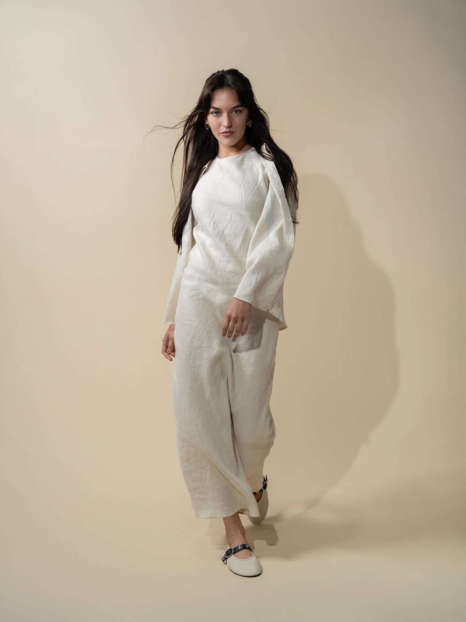 Women’s Linen A-Line Slip Maxi Dress – Sleeveless Flowy Silhouette - Size M