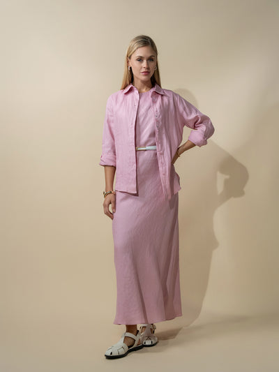 Linen Button Down Blouse-Blush