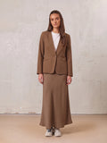Linen Slip Skirt-Chocolate Brown