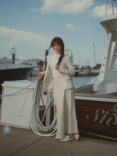 Linen Slip Skirt-Ecru