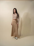 Linen Slip Skirt-Tan
