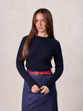 Logo Cable Sweater-Navy/Hunter Green