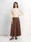 LUXSATIN PLEATED SKIRT BROWN AS SAMPLED