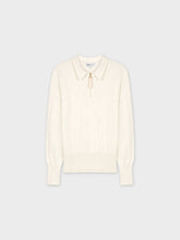 ZIPPER COLLAR SWEATER-HEATHERED CREAM