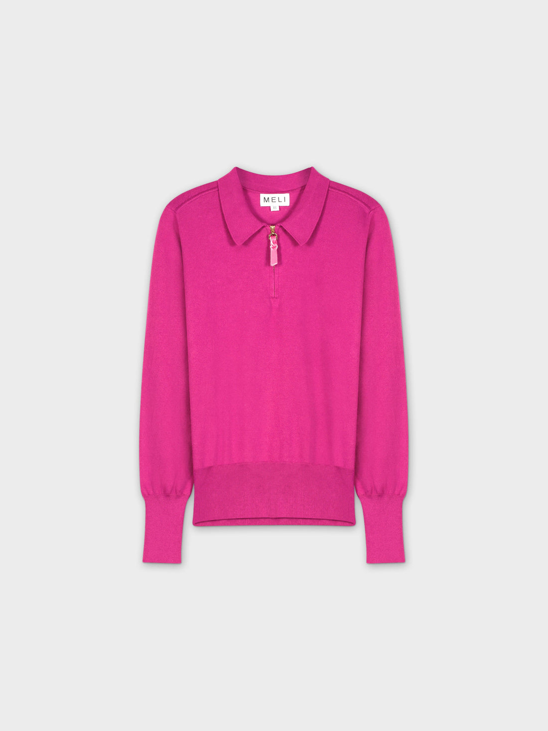 ZIPPER COLLAR SWEATER-MAGENTA