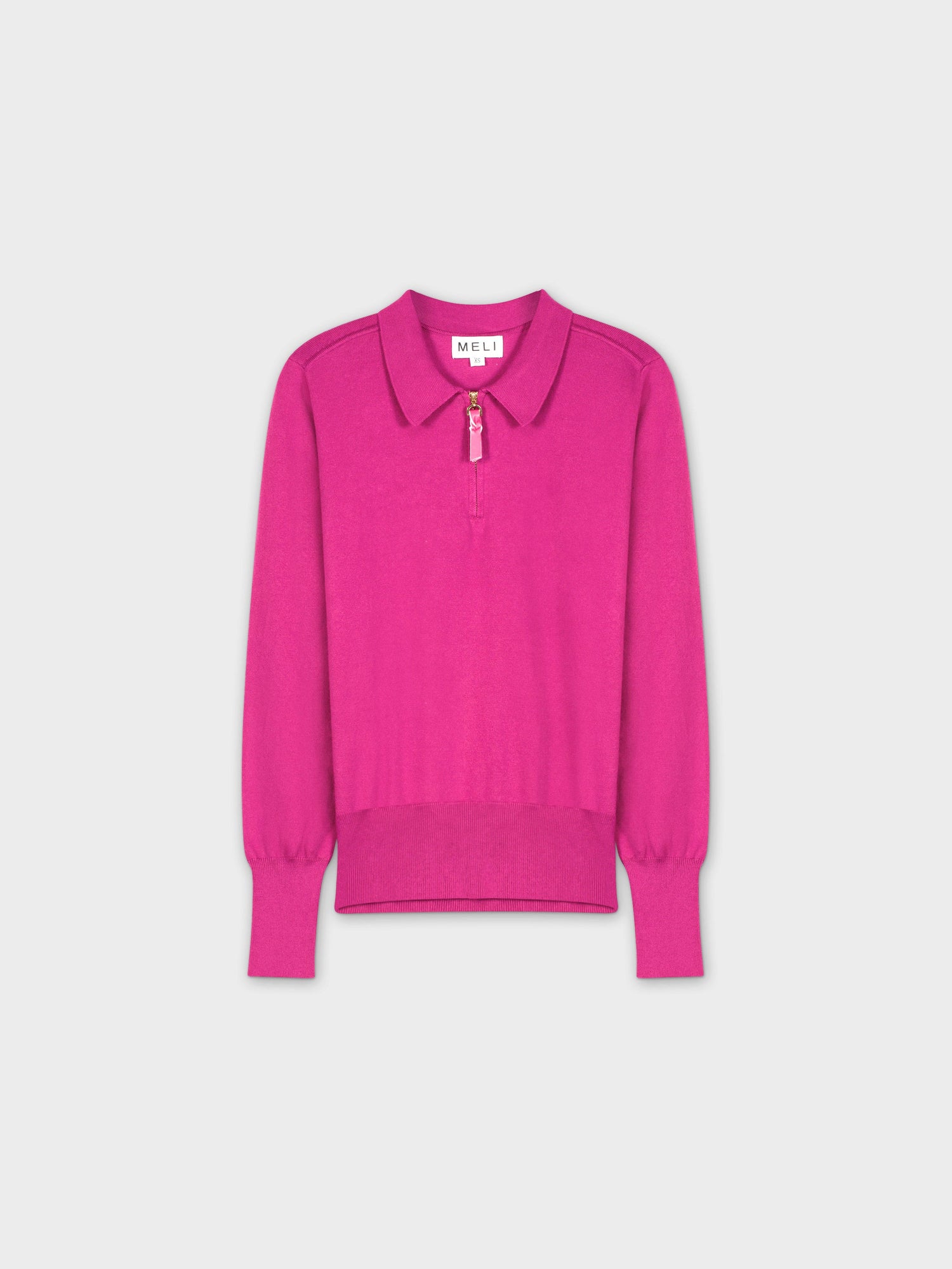 ZIPPER COLLAR SWEATER-MAGENTA