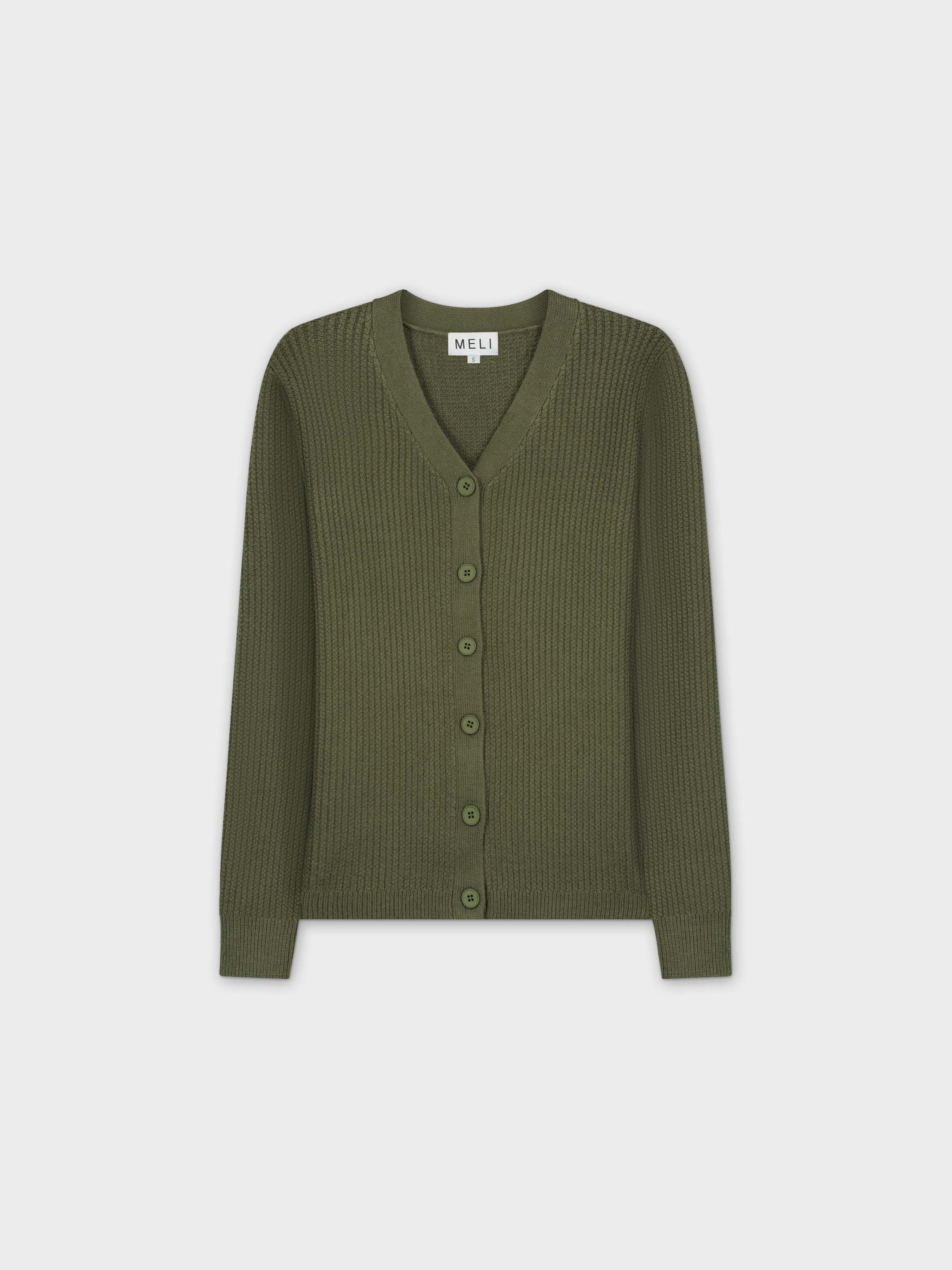 CARDIGAN WAFFLE CLASSIC-VERDE