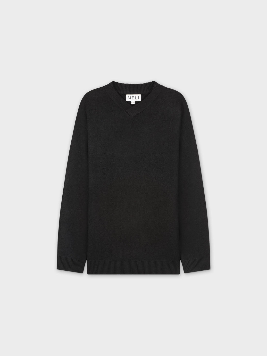 OVERSIZED V NECK SWEATER-BLACK