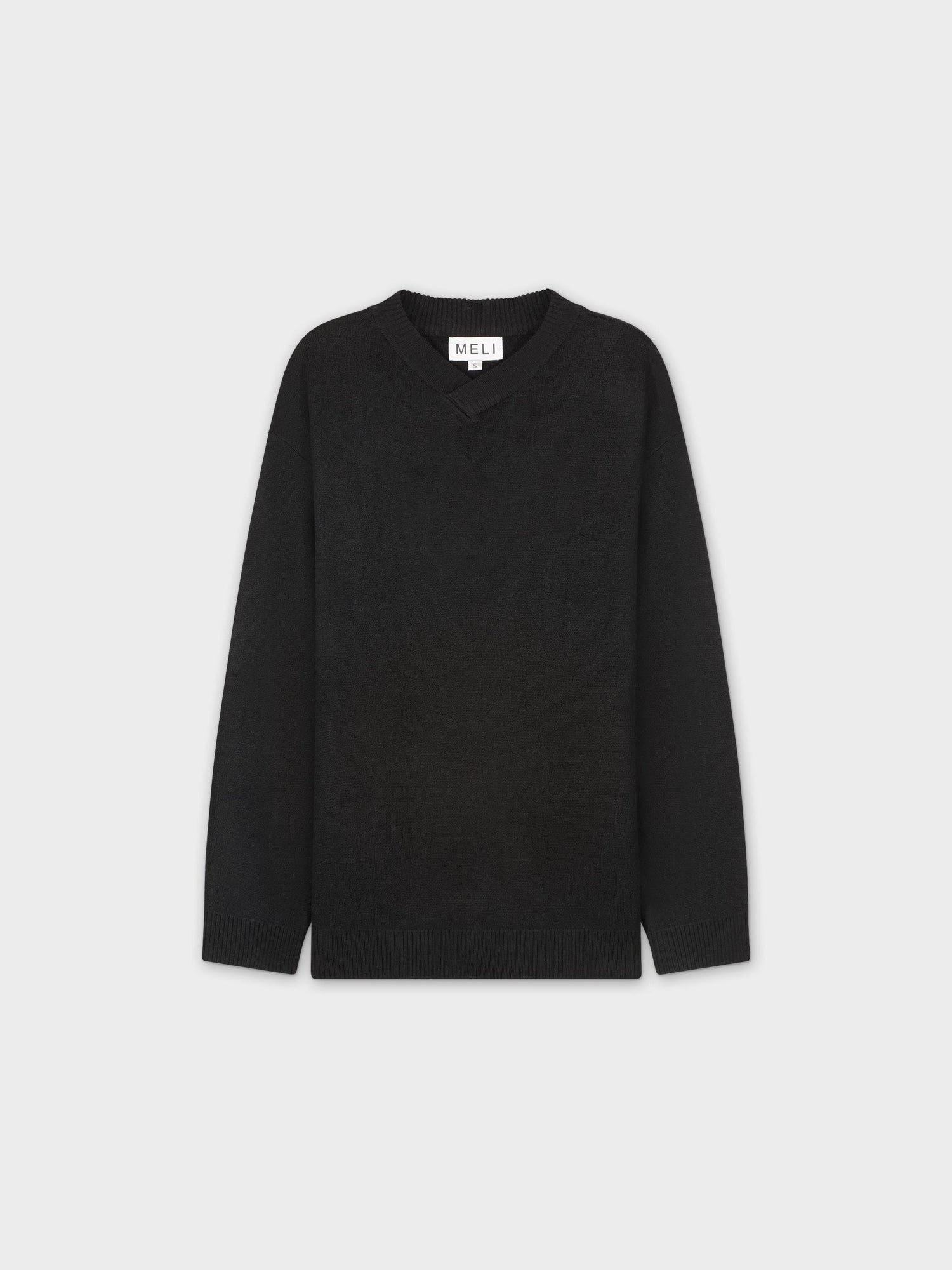 OVERSIZED V NECK SWEATER-BLACK