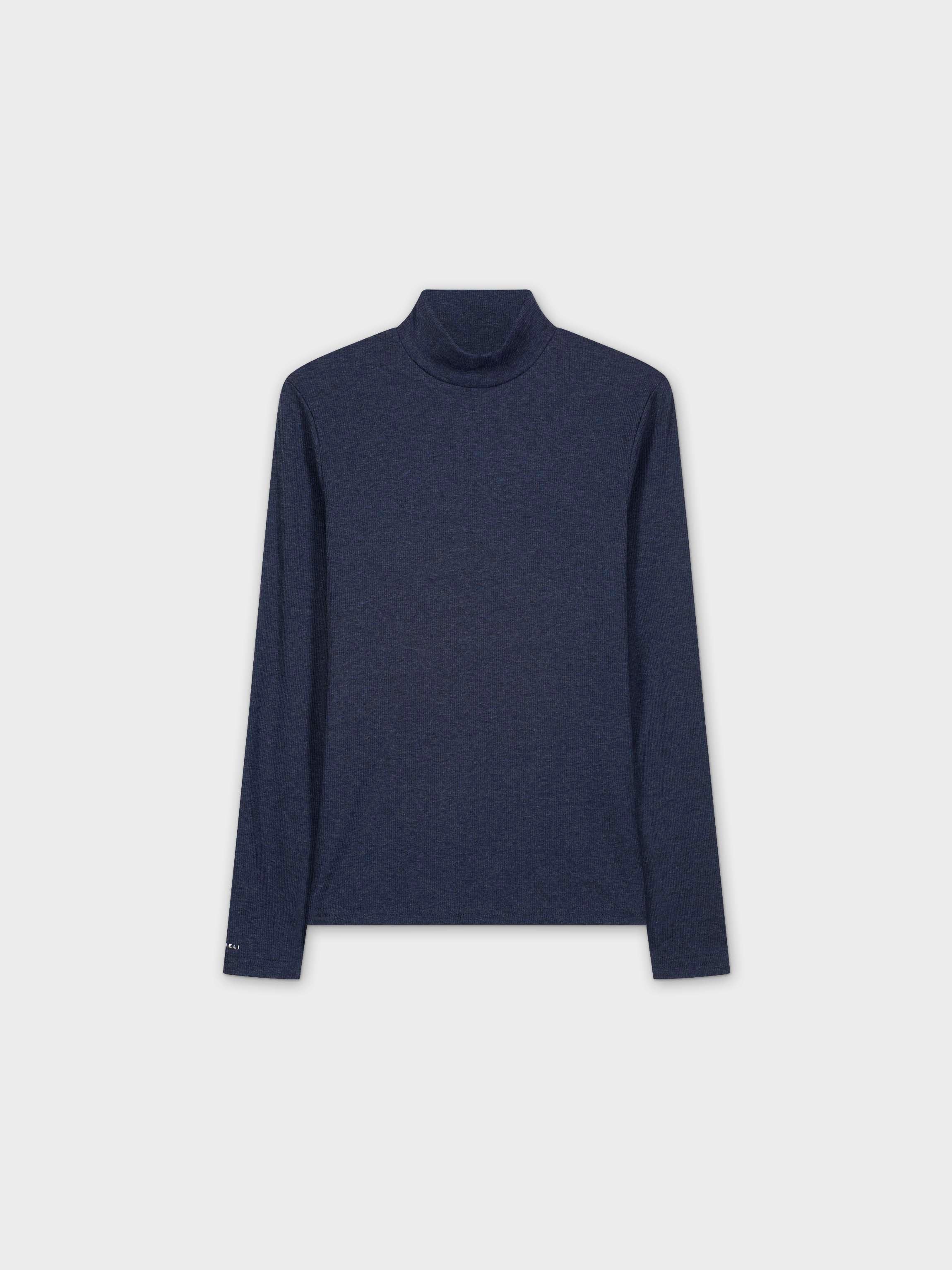 HEATHERED TURTLENECK-NAVY