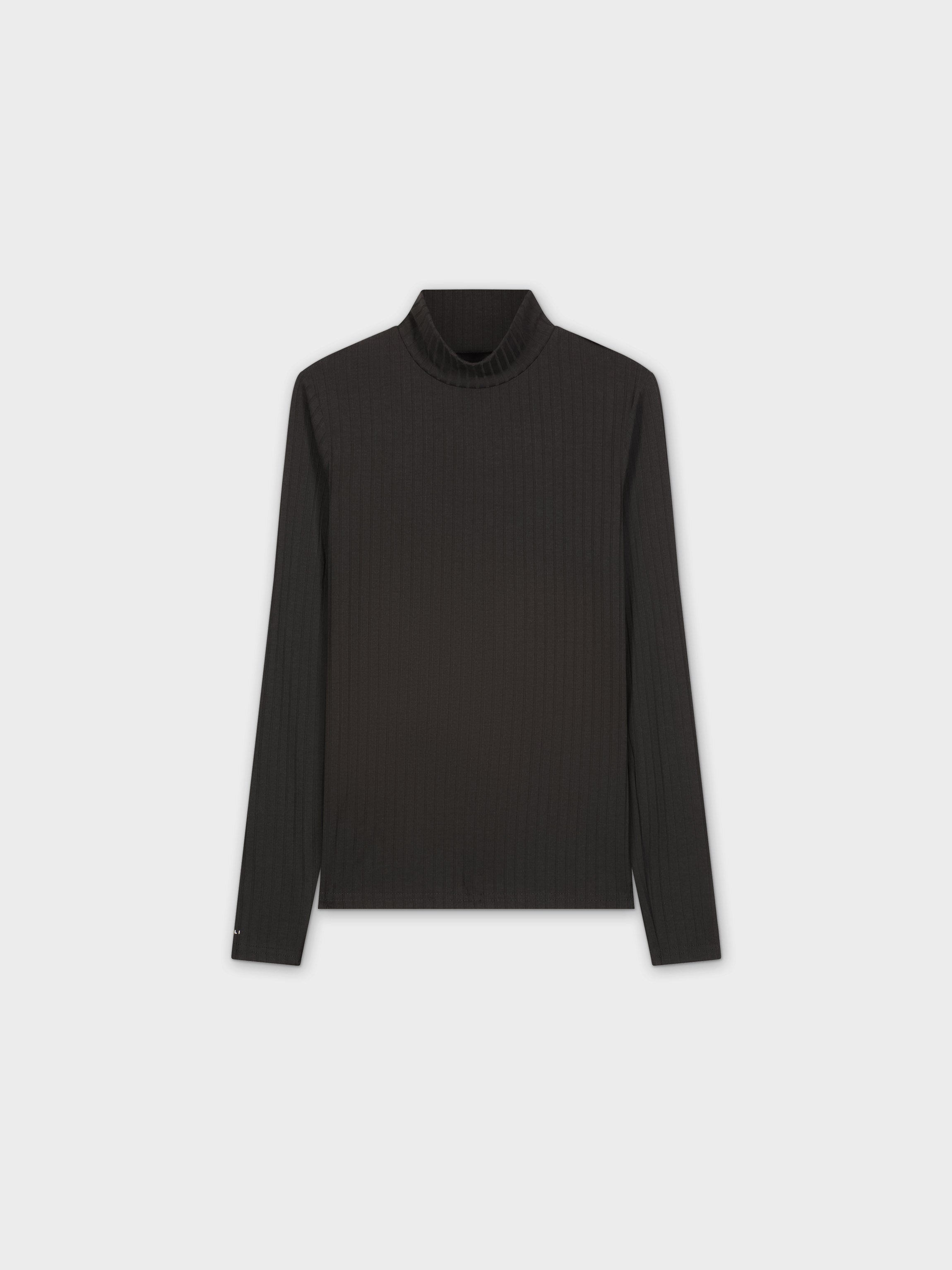 RIBBED JERSEY TURTLENECK-BLACK