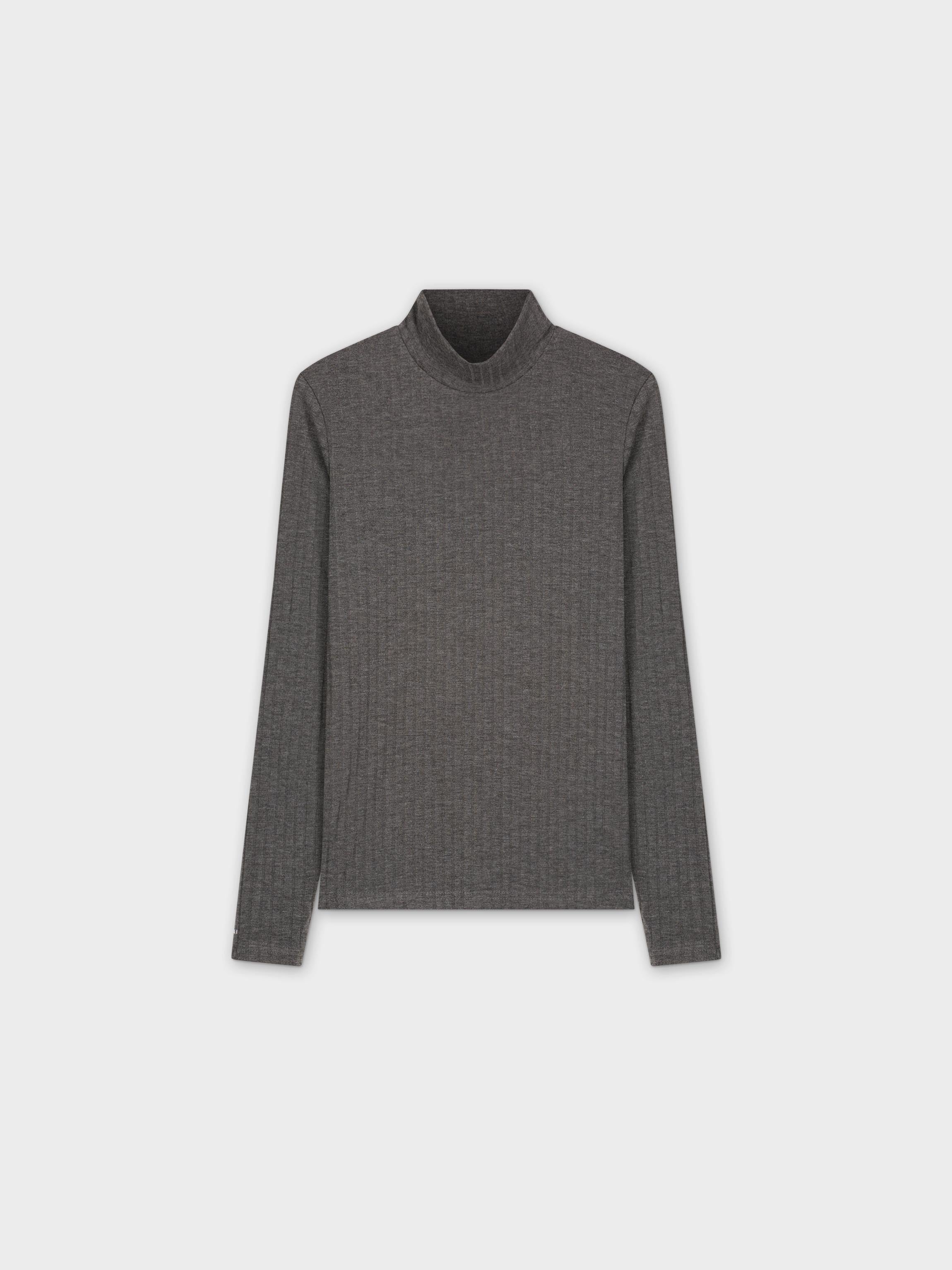 RIBBED JERSEY TURTLENECK-GREY