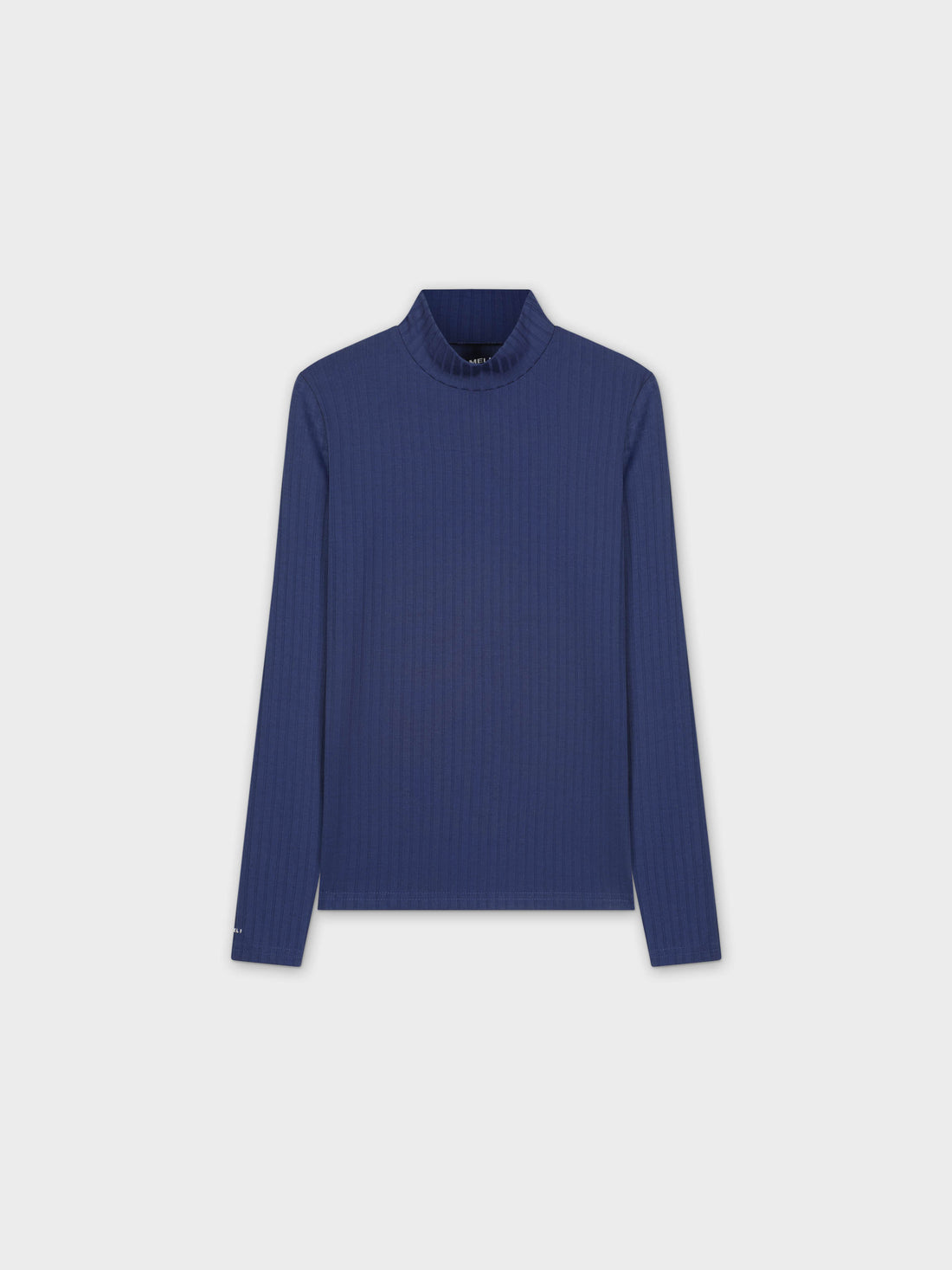 RIBBED JERSEY TURTLENECK-NAVY