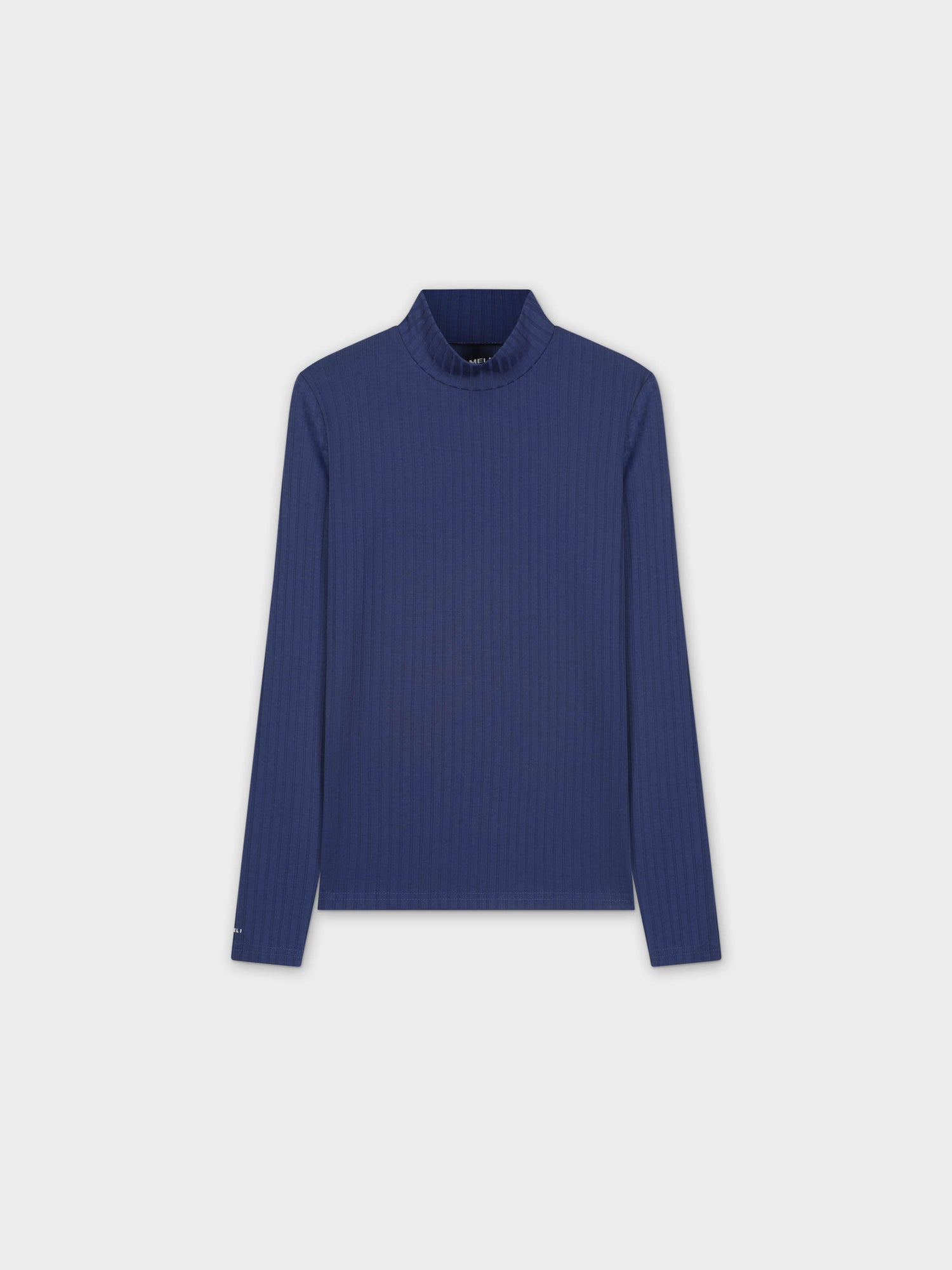 RIBBED JERSEY TURTLENECK-NAVY