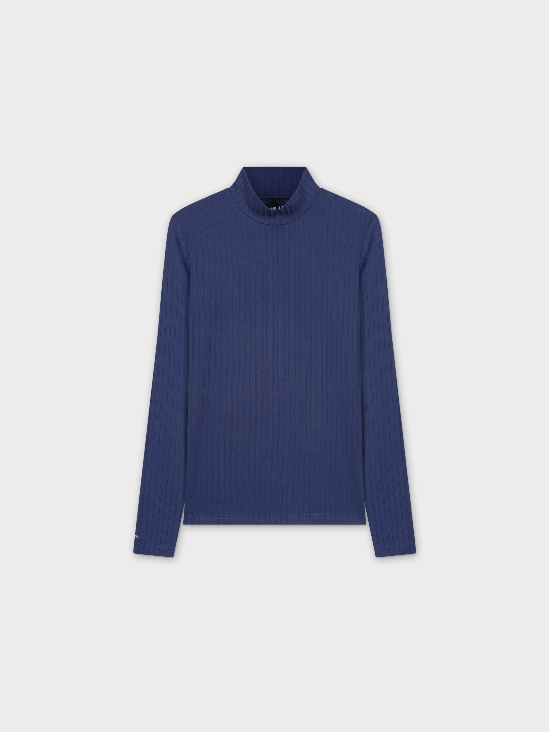 RIBBED JERSEY TURTLENECK-NAVY