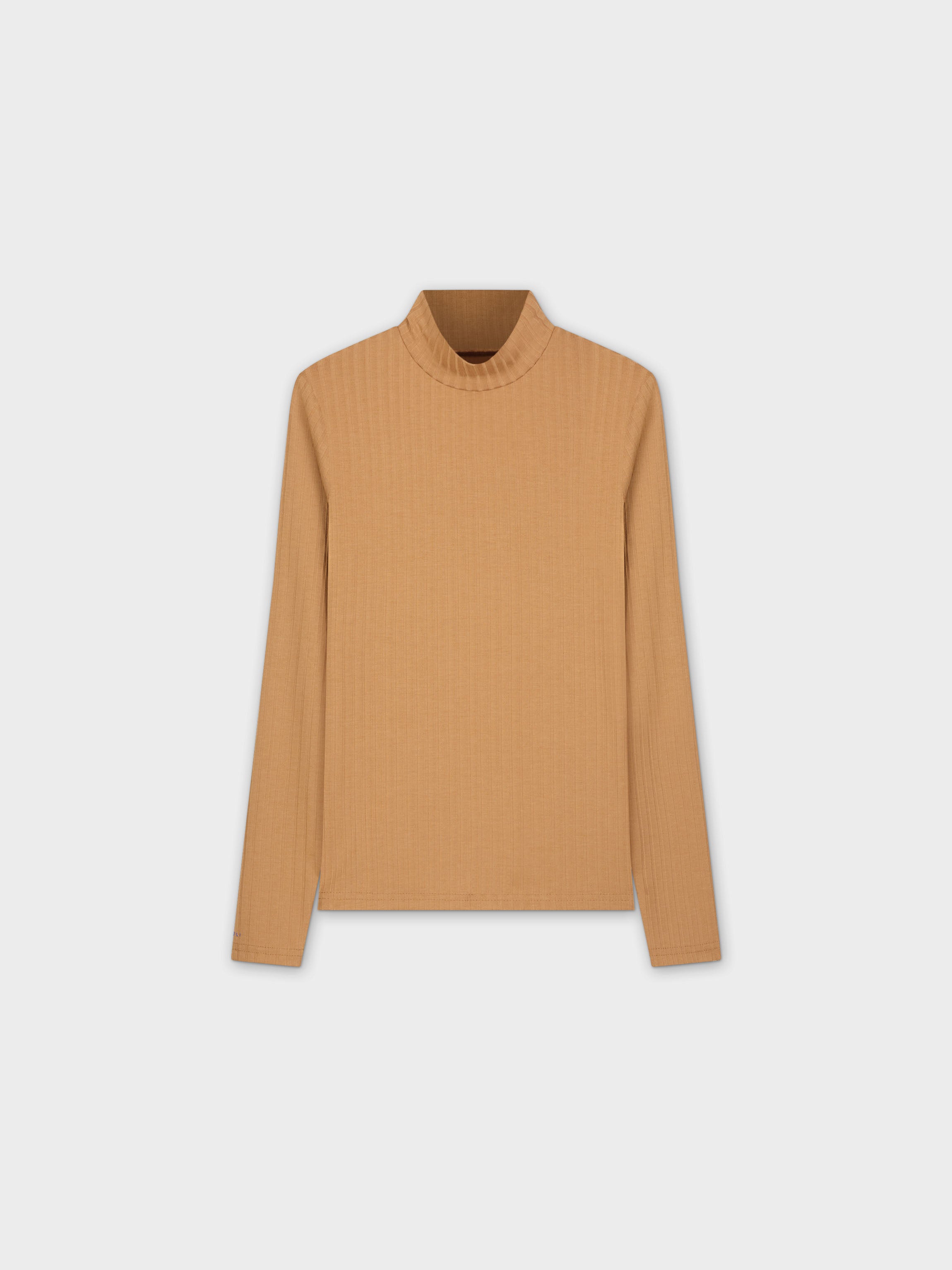 RIBBED JERSEY TURTLENECK-SAND